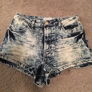 Acid washed jean shorts